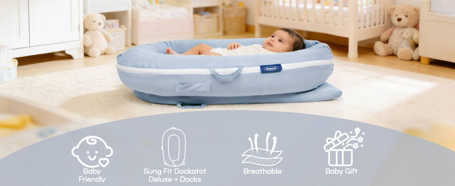 Organic Cotton Cover for Dockatot Lounger, Waterproof (Alice Blue)
