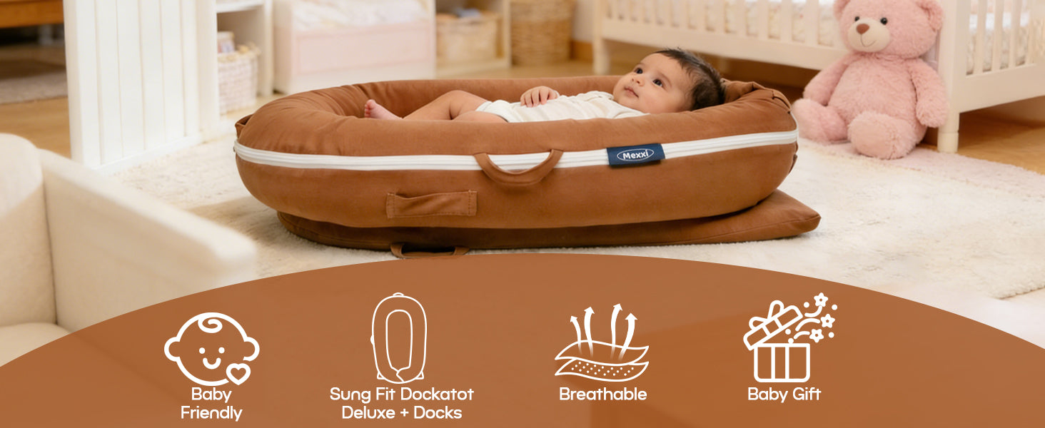 Organic Cotton Cover for Dockatot Lounger, Waterproof (Brown)