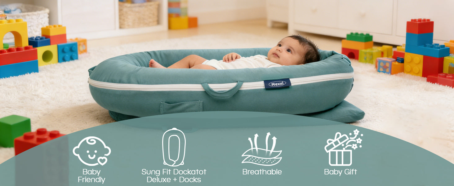 Organic Cotton Cover for Dockatot Lounger, Waterproof (Teal)