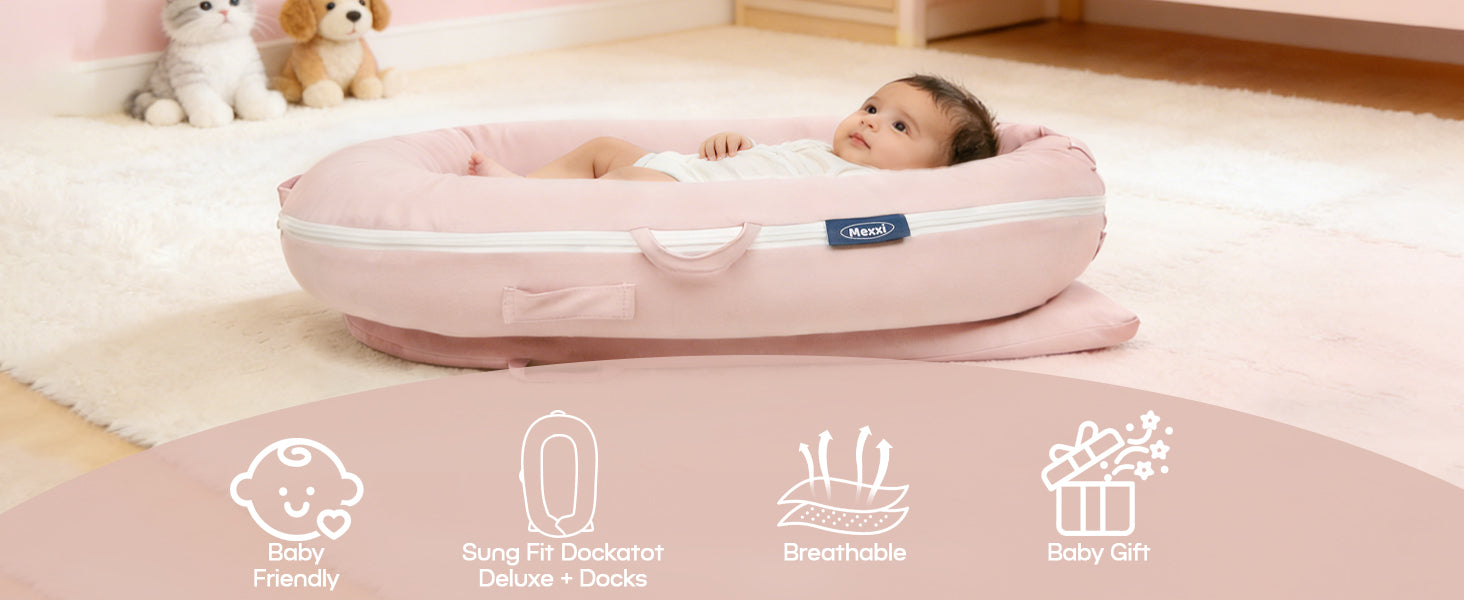 Organic Cotton Cover for Dockatot Lounger, Waterproof (Blush Pink)