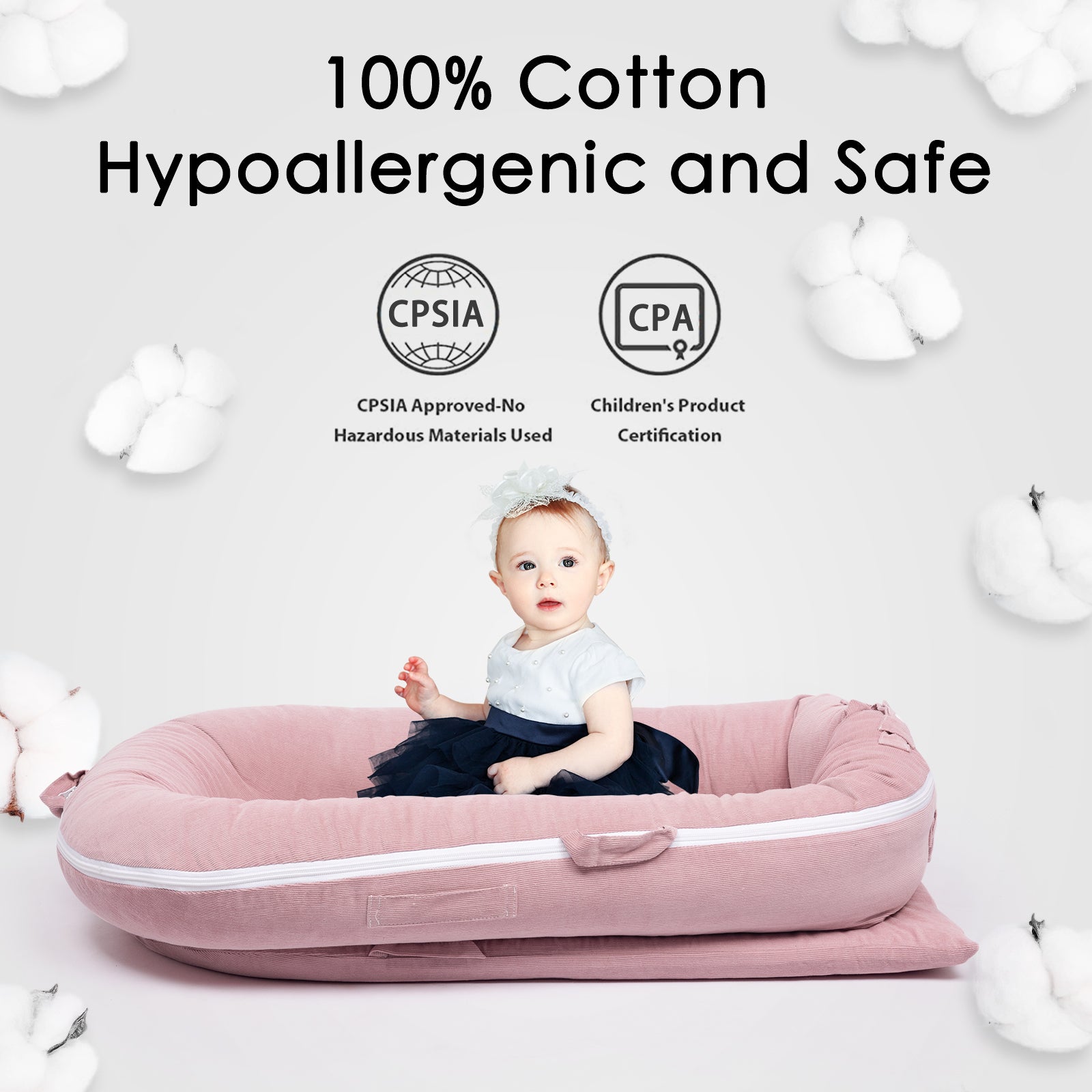 Corduroy Cover for Dockatot lounger, Waterproof (Flamingo) Secondary image