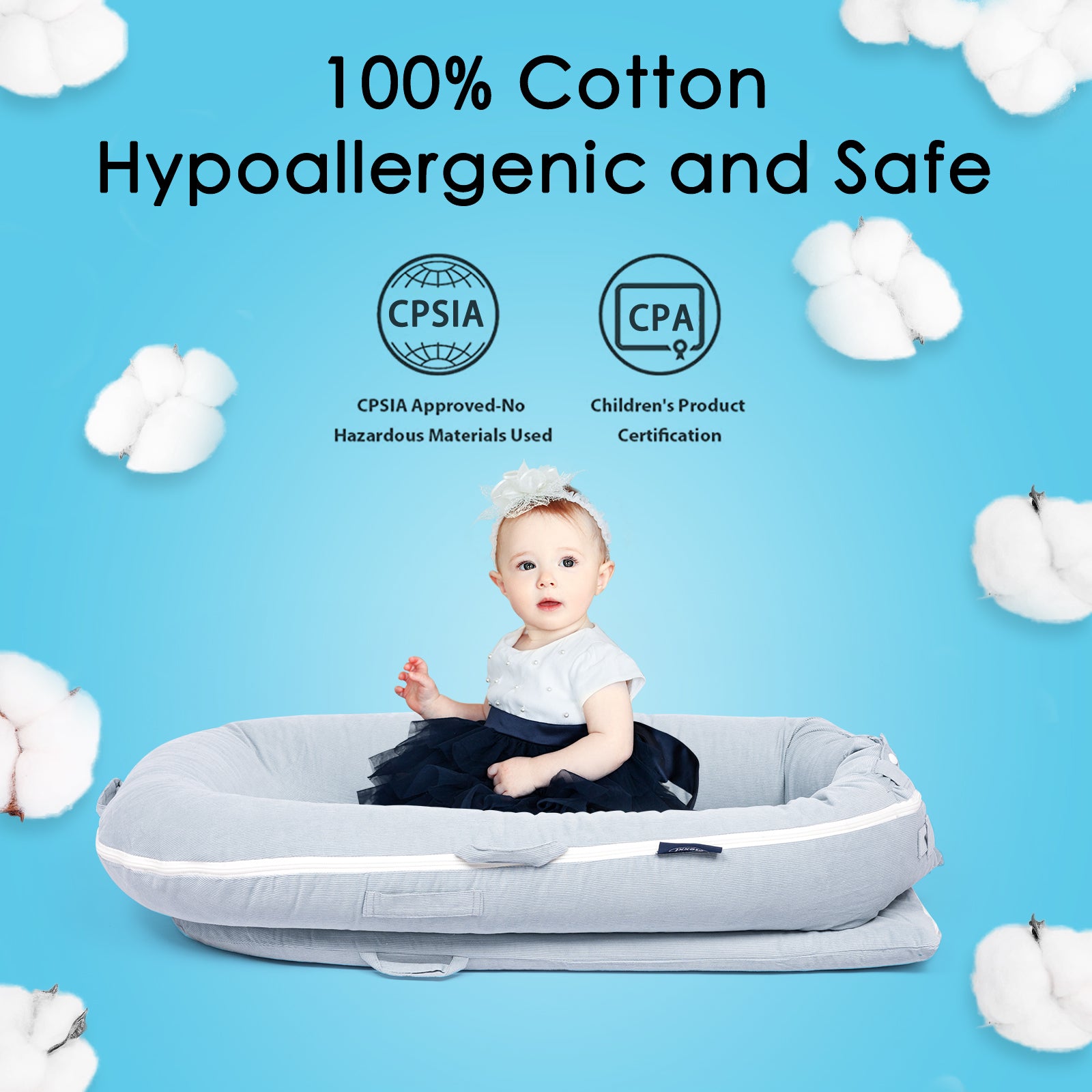 Corduroy Cover for Dockatot lounger (Alice Blue)